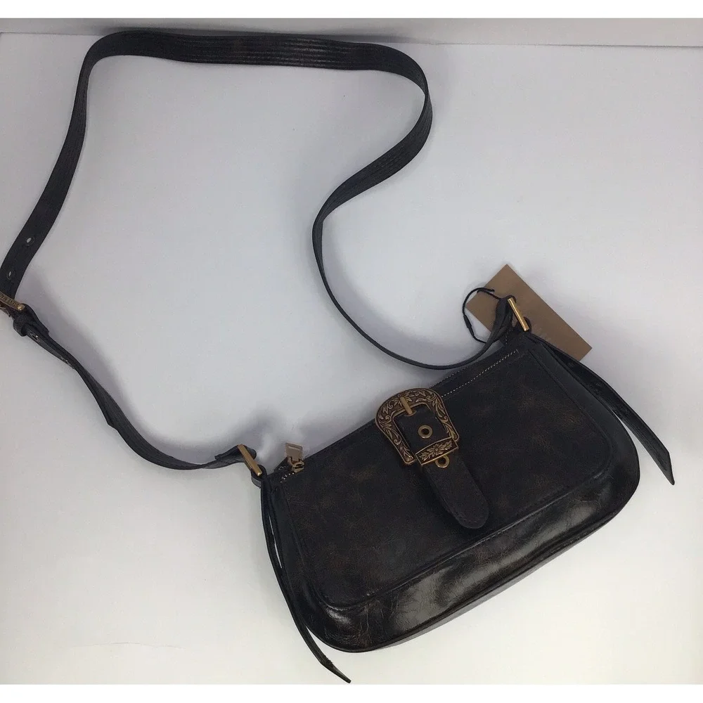STEVE MADDEN BRubben2 brown distressed crossbody bag